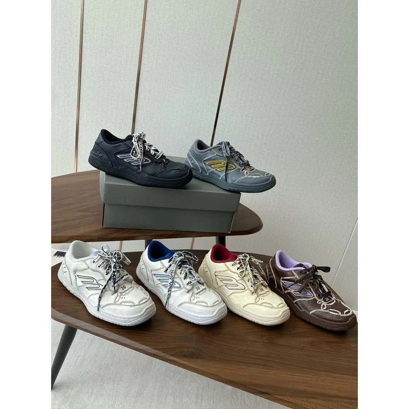 官方正品~巴黎夏秋真皮做旧小脏鞋男女情侣款复古风板鞋厚底百搭