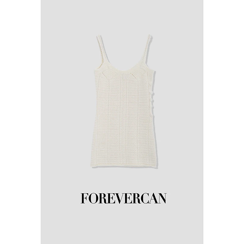 FOREVERCAN“斯米兰岛”重工款镂空吊带修身连衣裙 MY3613