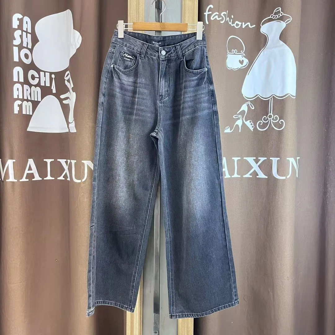 麦寻女装KCNHS04B阔腿牛仔裤设计师极简风显瘦宽松垂感直筒裤