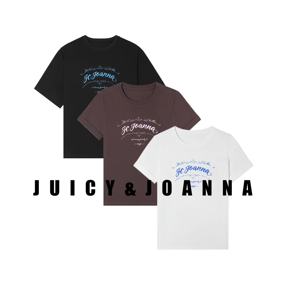 JUICY&JOANNA/橘子樱桃零压感怀旧印花T恤