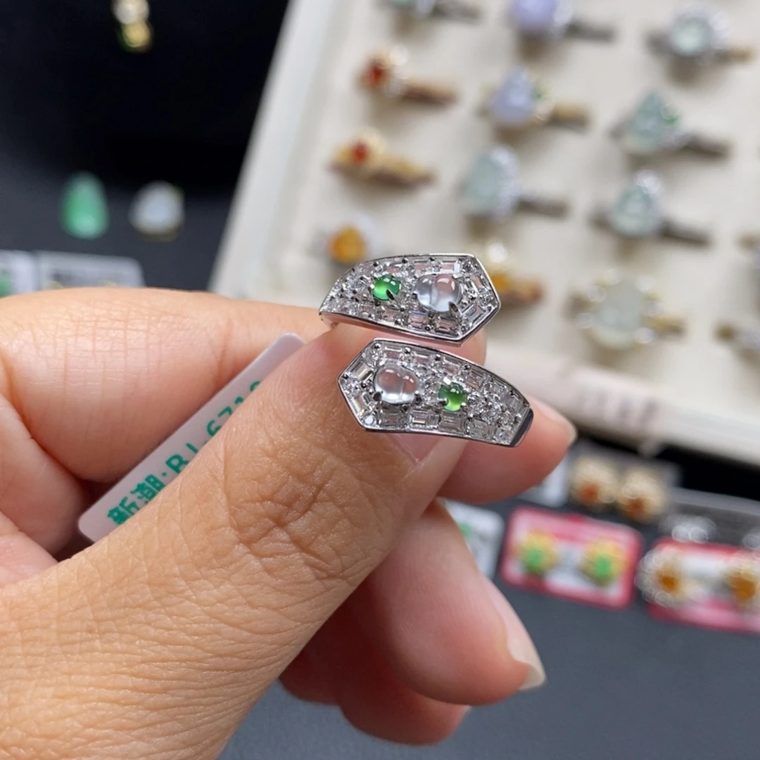 翡翠银S925镶嵌戒指