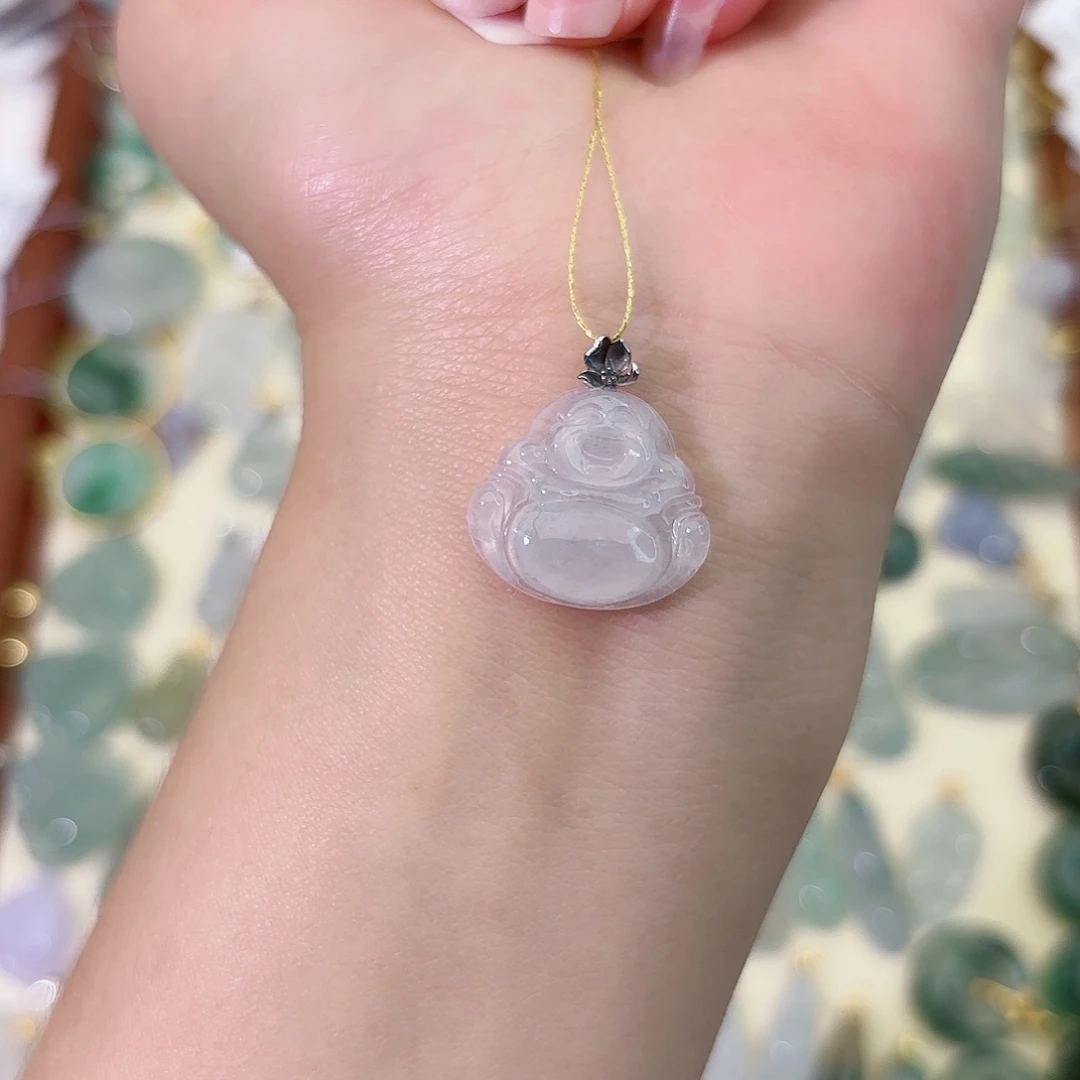 翡翠18K金镶嵌颈饰佛公