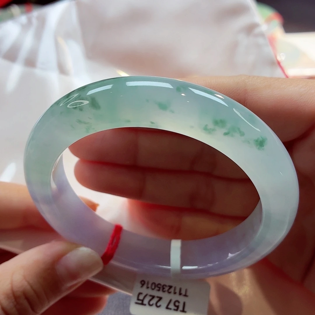 翡翠未镶嵌手镯莫奈花园68-16