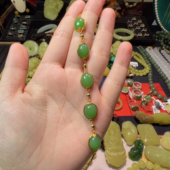 和田玉（碧玉）颈饰银S925镶嵌