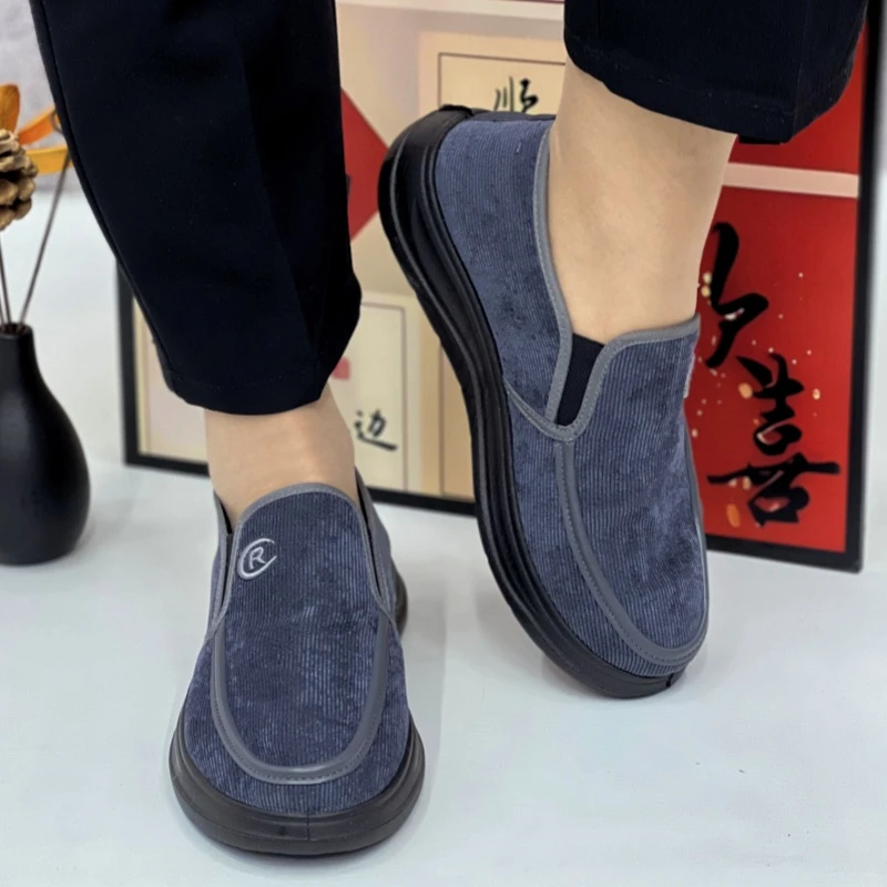 男士单鞋春季新款休闲透气舒适老人鞋软底防滑中年爸爸鞋工作鞋男