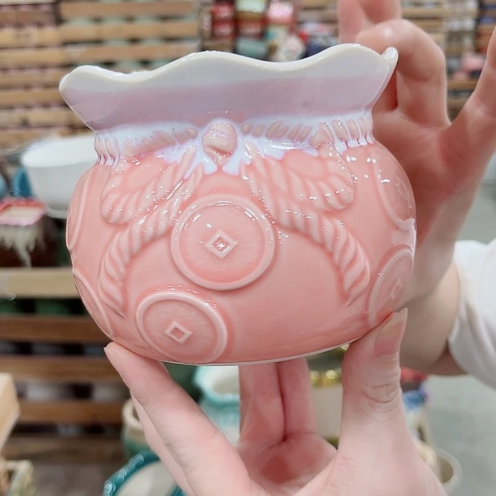 有孔.凑单10元陶瓷花盆发货！