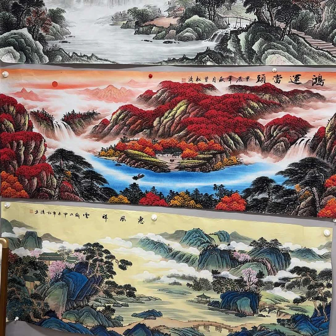 国画野****营尺寸70X180手绘作品