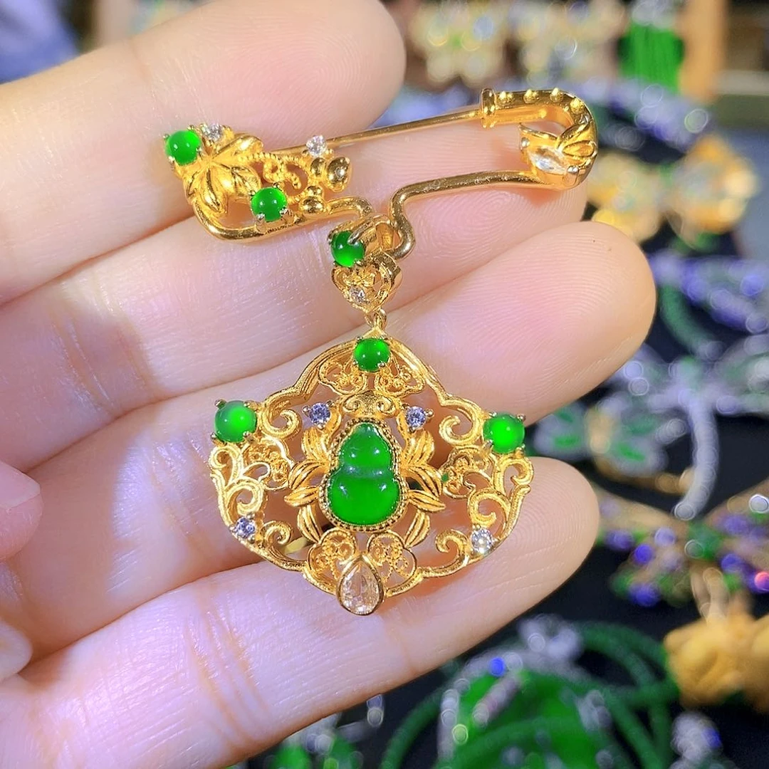 吊坠(不含链)银S925镶嵌翡翠