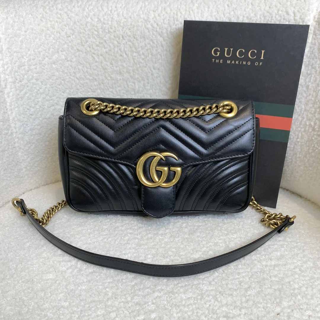 99新 GUCCI/古驰 壹臻/gucci 黑金马蒙26斜挎包 61263094
