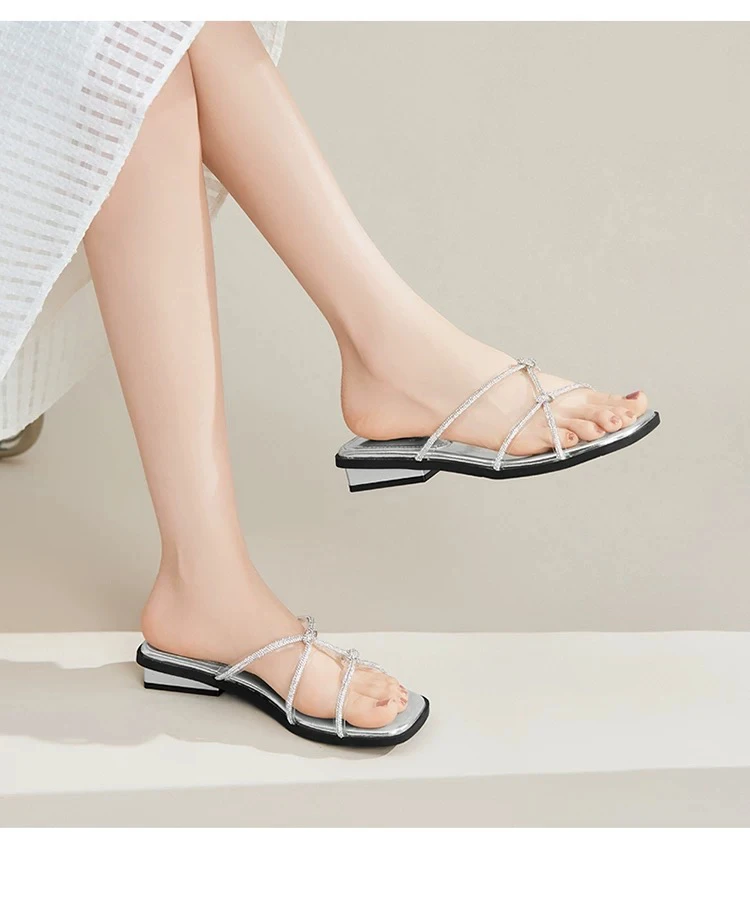 29189夏季新款仙女风绝美水钻低跟鞋凉拖F