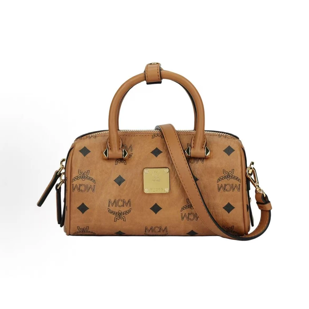 95新 MCM 【诗诗一口价】波士顿mini包 干邑色/BG22000849