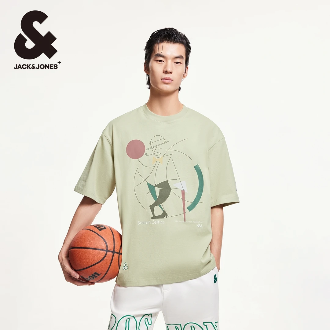 杰克琼斯秋季NBA联名凯尔特人队男士宽松短袖T恤上衣时尚百搭男装