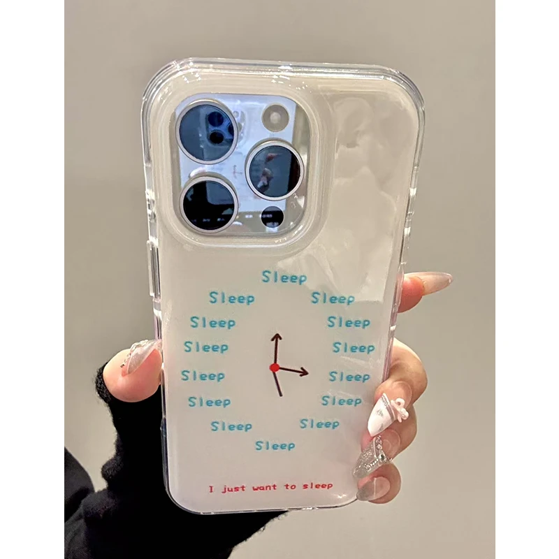 雅天立睡觉字母时钟适用iPhone15苹果16手机壳华为vivoppo小米13