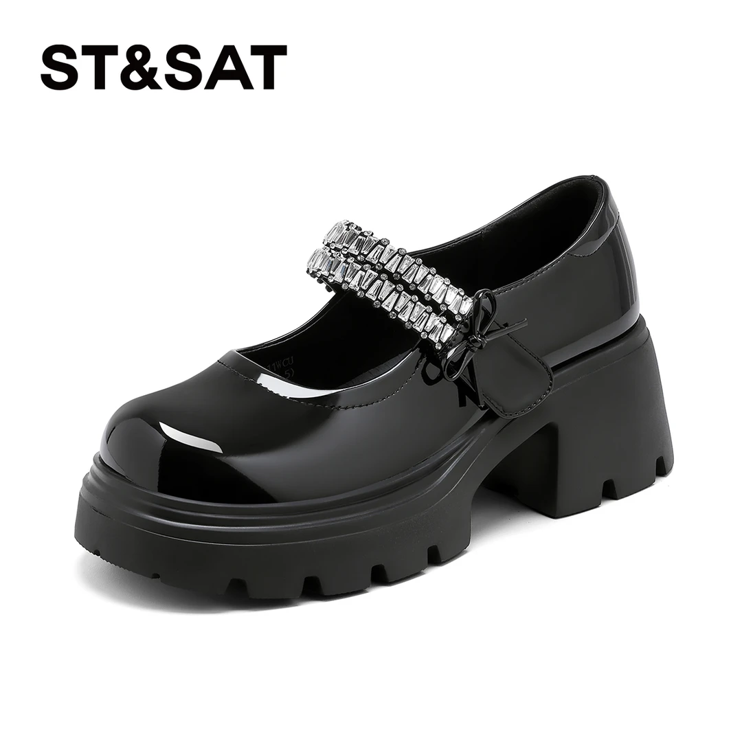 星期六女鞋夏季新款玛丽珍皮鞋乐福鞋厚底增高百搭透气舒适极简风