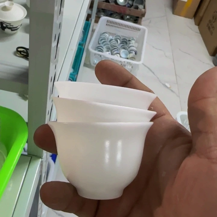 正品冰种素烧薄胎铃铛杯三个一组