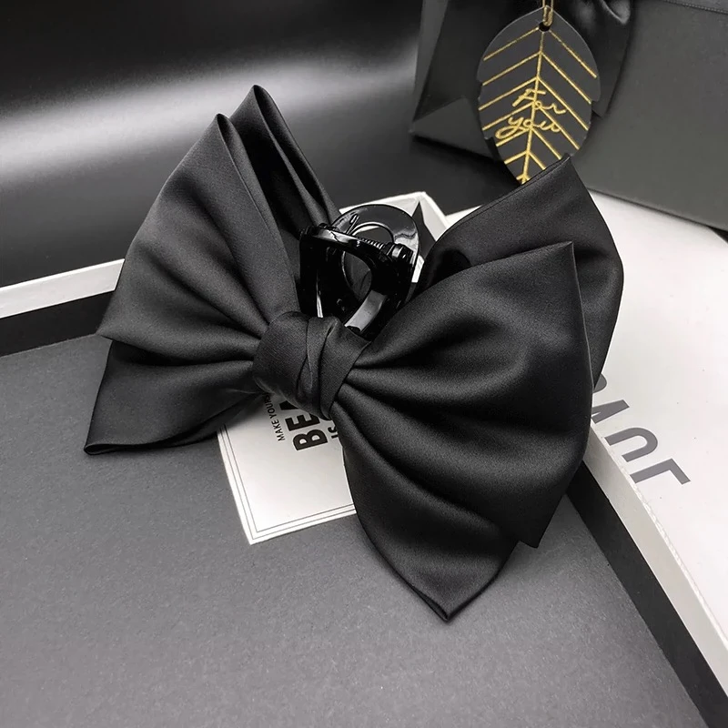 高级感蝴蝶结缎面发卡发夹女新款在逃公主后脑勺抓夹盘发夹子2007