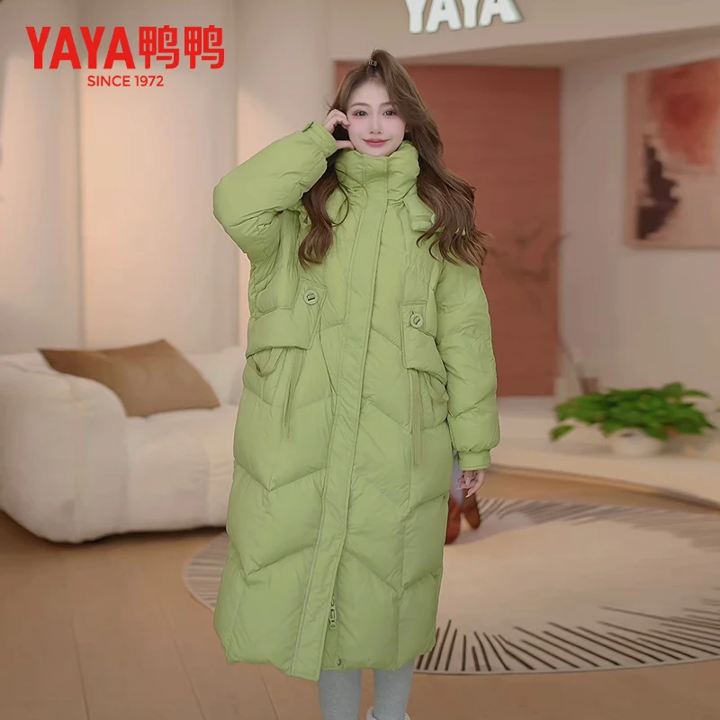 YAYA/鸭鸭25年新款长款羽绒服时尚连帽宽松加厚保暖YE3B623193L