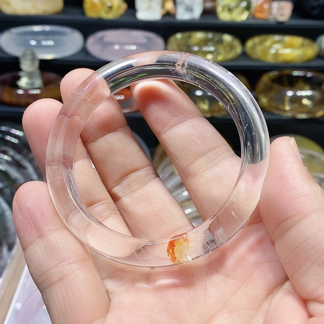 发晶手镯未镶嵌天然水晶手镯55圈口胶花翘色