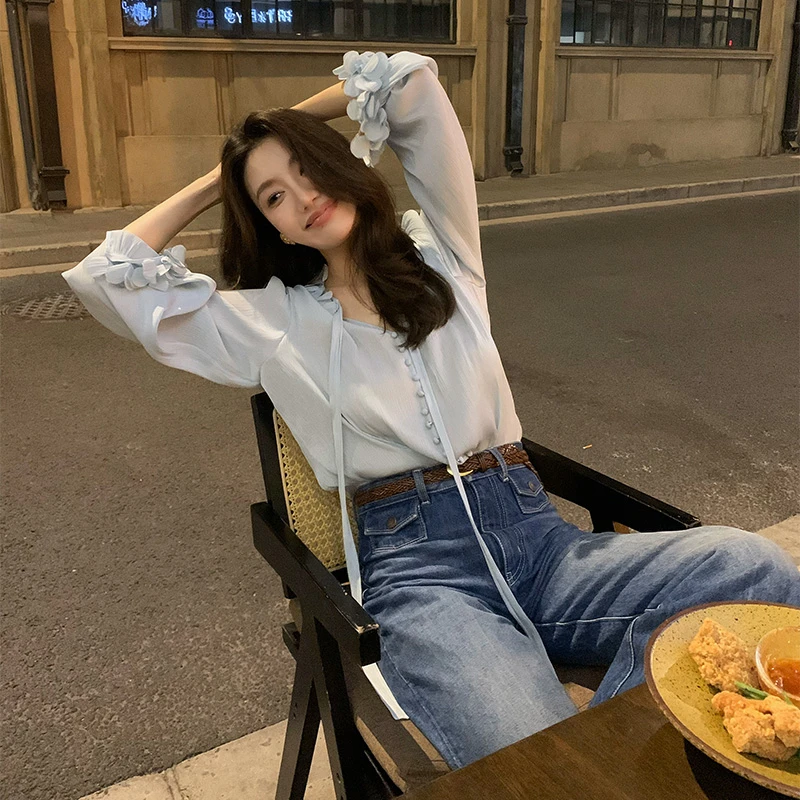 AloneSavor【夏日派对】薄荷曼波初恋清纯宽松薄款夏清冷感小衫Z052