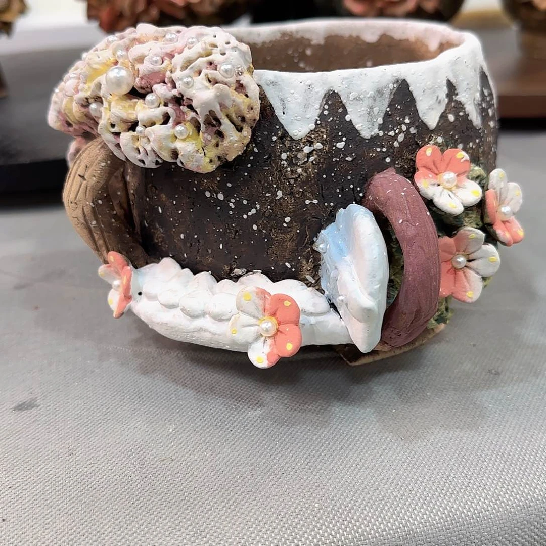 兰*青墨花器麦饭石花盆