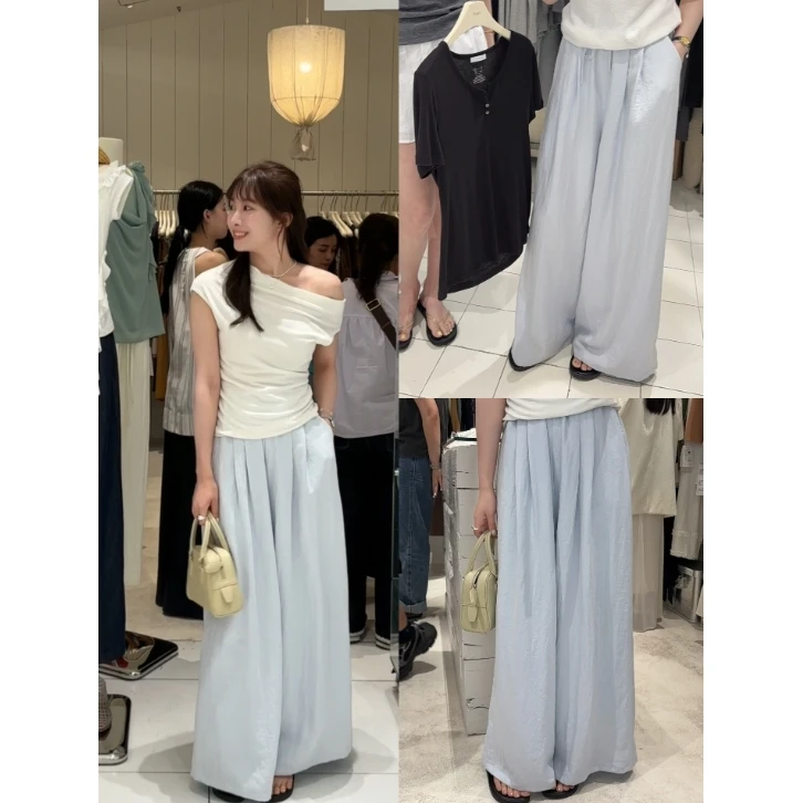 L-A266#『海盐星冰乐』简约高级百搭松紧腰休闲裤