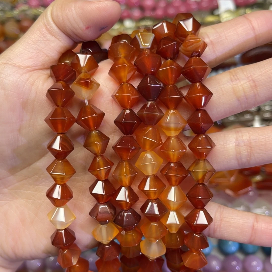 玛瑙/玉髓散珠天然红玛瑙卡10长条38厘米