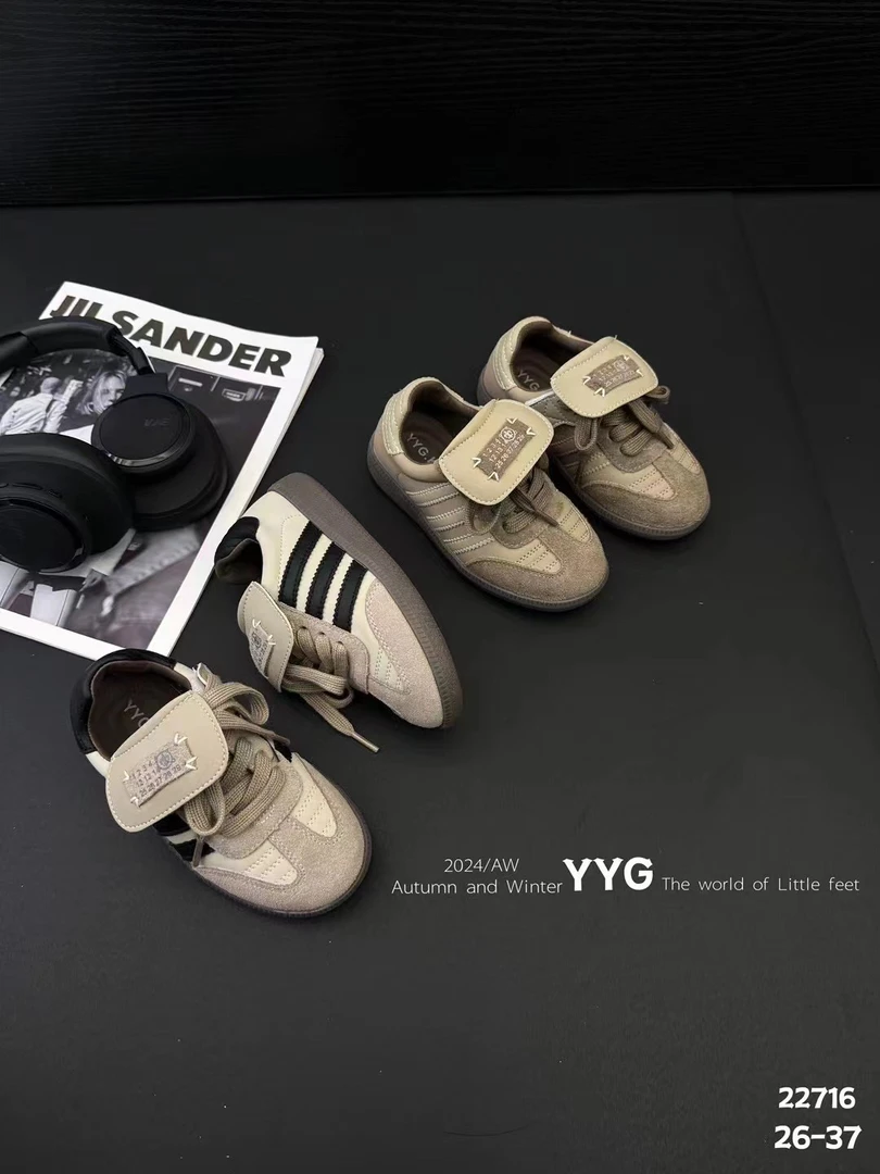 22716儿童德训鞋女童复古翻盖德训板鞋中大童儿童时尚洋气休闲鞋