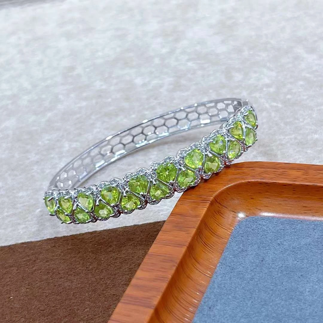 s925银橄榄石手环11.7ct KT24032902