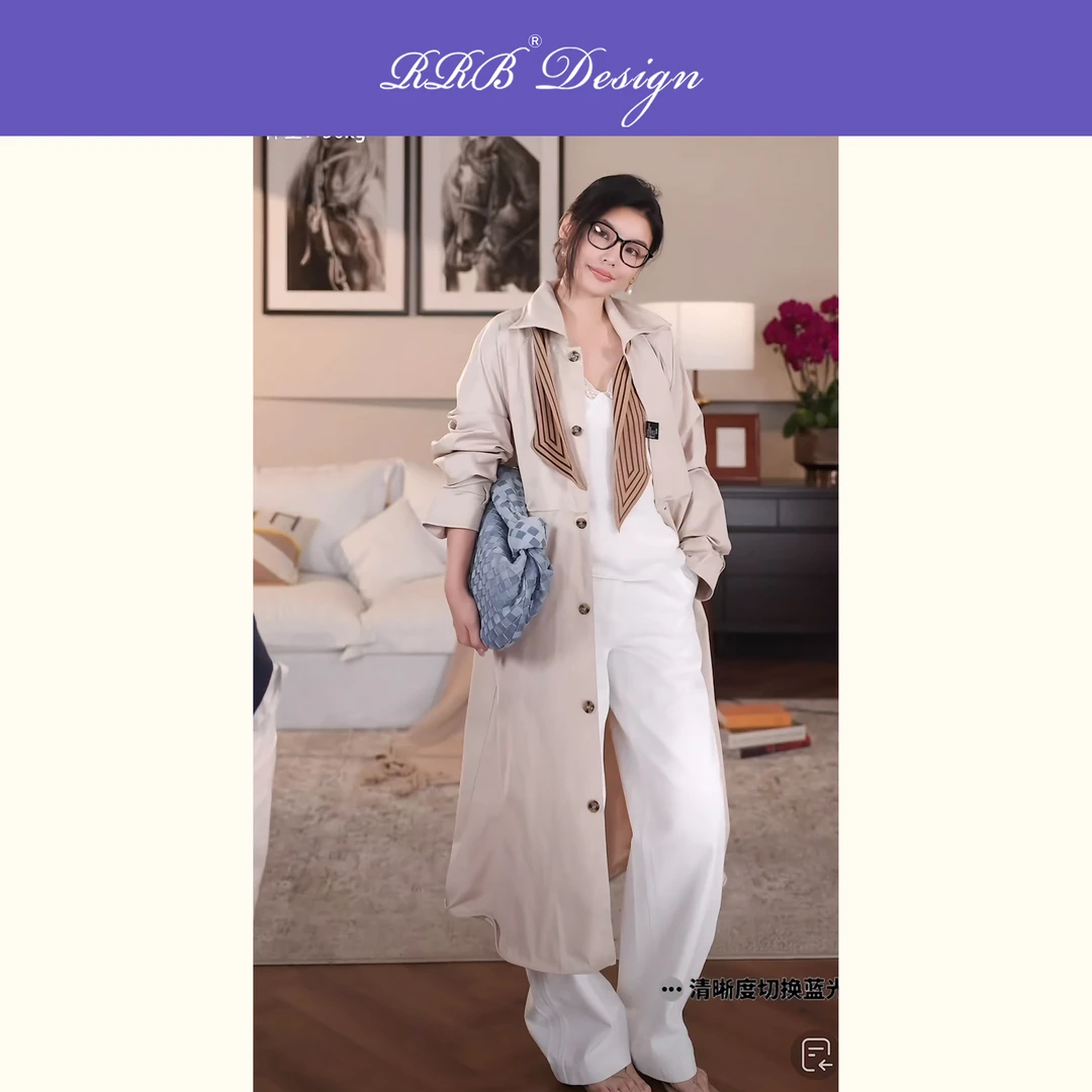 RRB Design「扭扭风衣」意式慵懒时髦精氛围感长款风衣外套