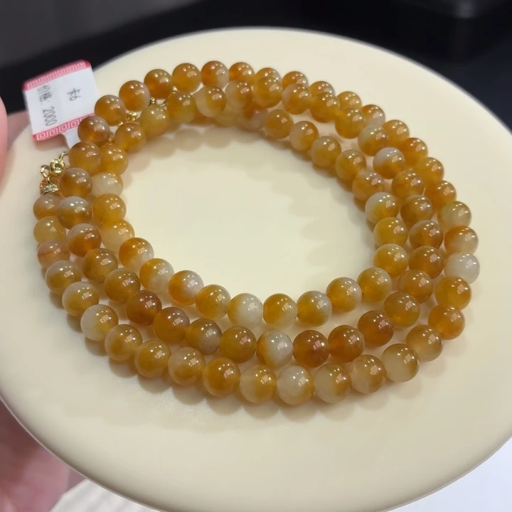 翡翠未镶嵌手链冰胶黄翡卡6