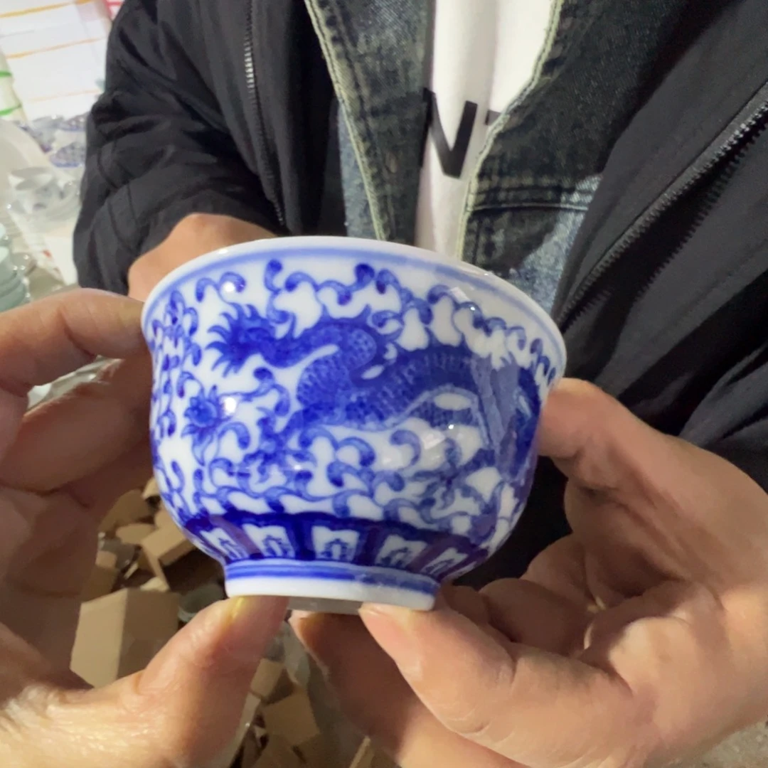 瓷景德镇高温陶瓷青花龙纹1个