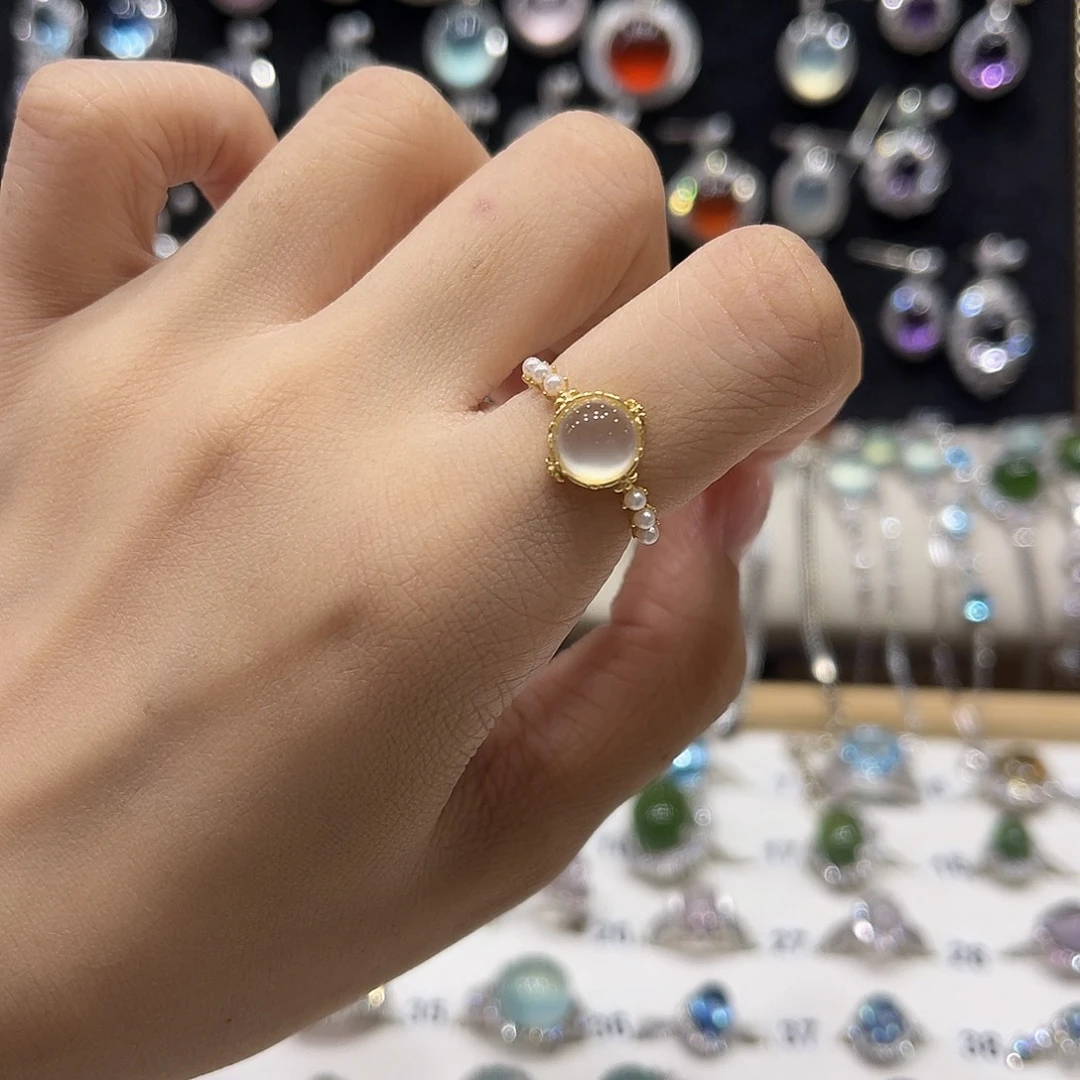 银S925镶嵌蛇纹石玉戒指