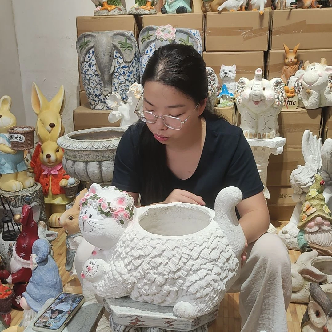 合成树脂氧化镁母子猫花盆