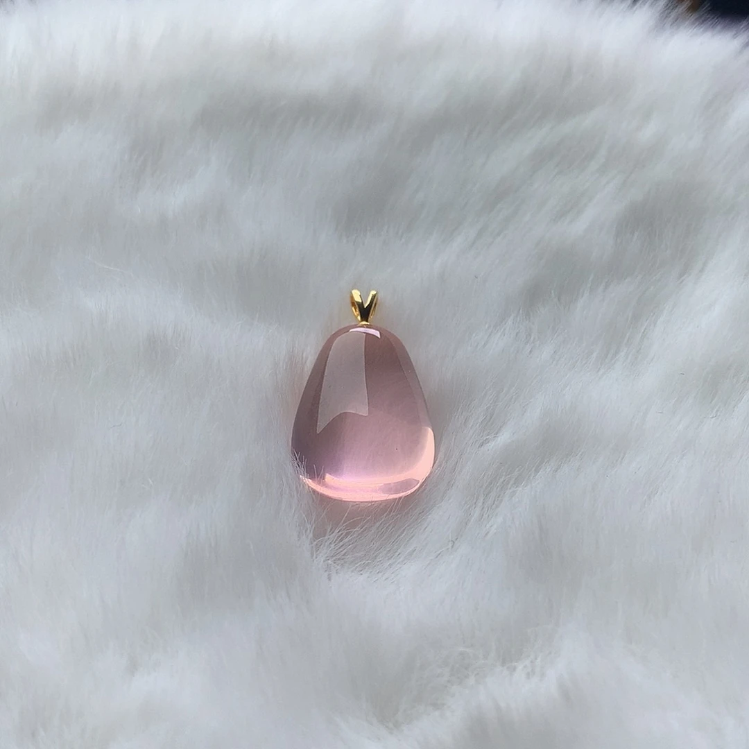 银S925镶嵌水晶吊坠(不含链)冰橘粉