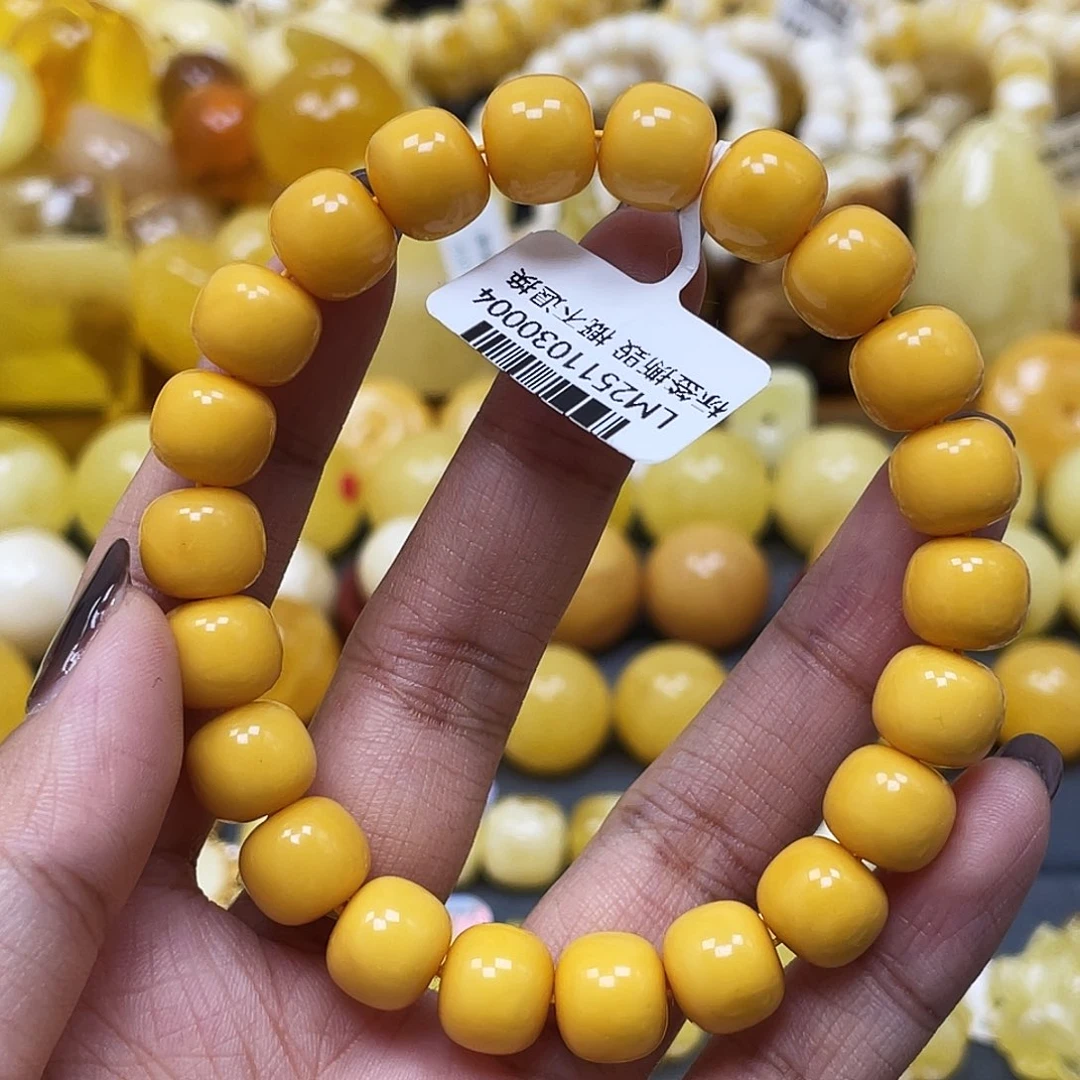 蜜蜡未镶嵌裸石10.0mm老型手串瑕