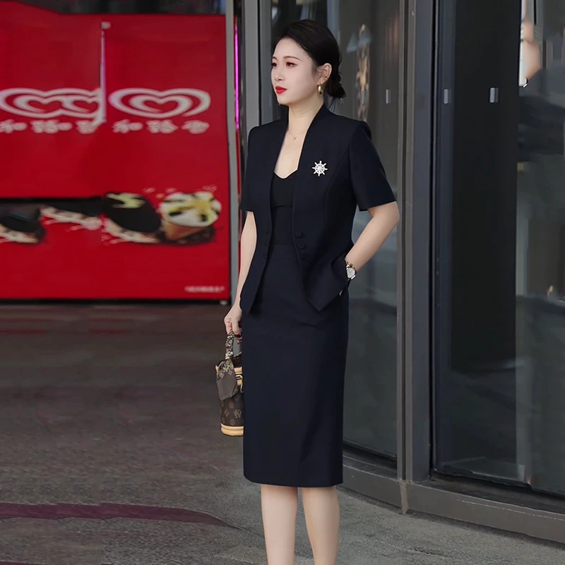 职业西装套装女夏季薄款短袖小个子售楼部珠宝店工装美容院工作服