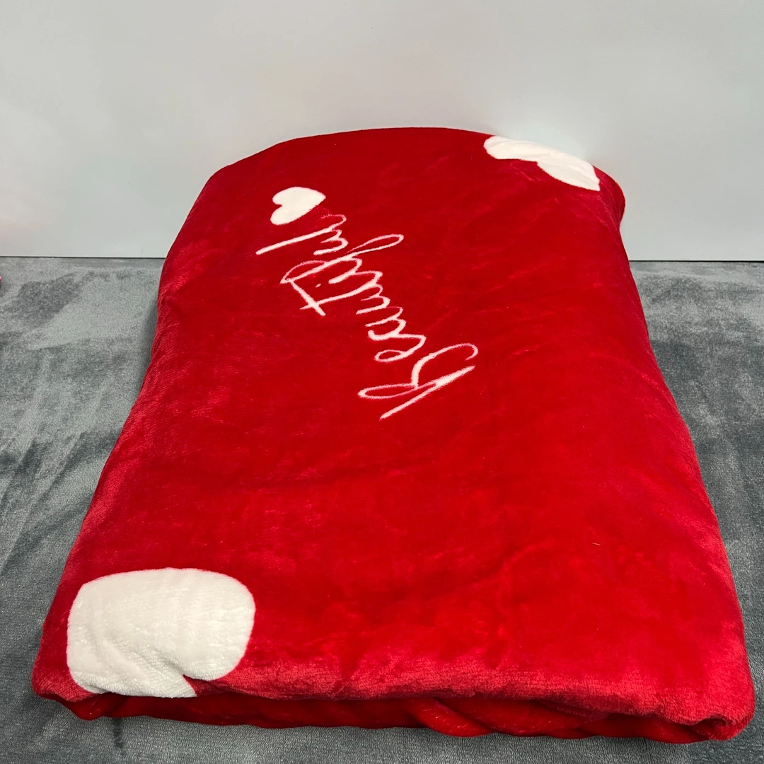 红色爱心加厚牛奶绒被套200*230cm冬季保暖绒被罩