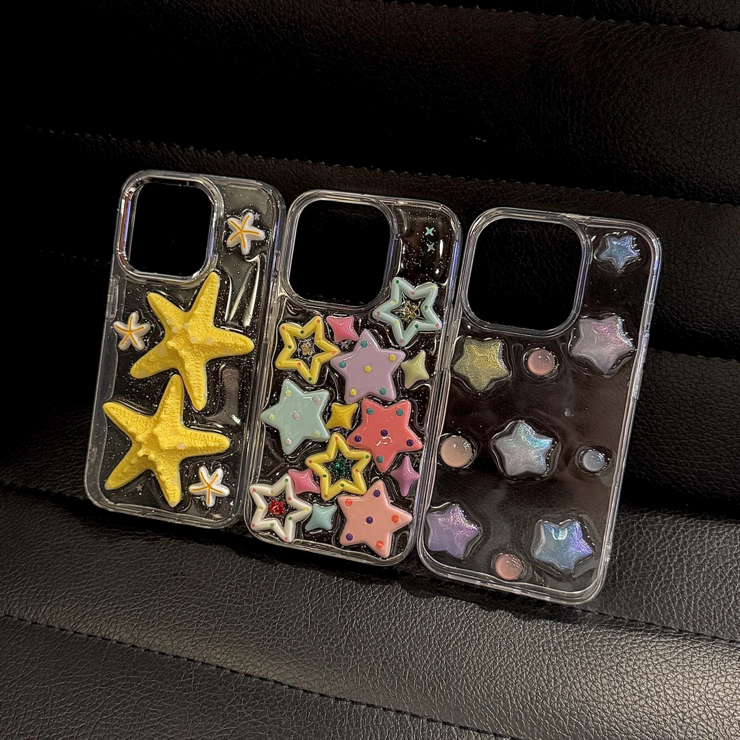 小众多巴胺彩色星星适用苹果16手机壳iphone15pro新款13pro高级感