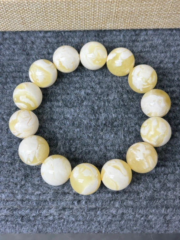 精品 纯天然琥珀蜜蜡 白花蜜 大串串 同料尺寸17.4 mm品质好