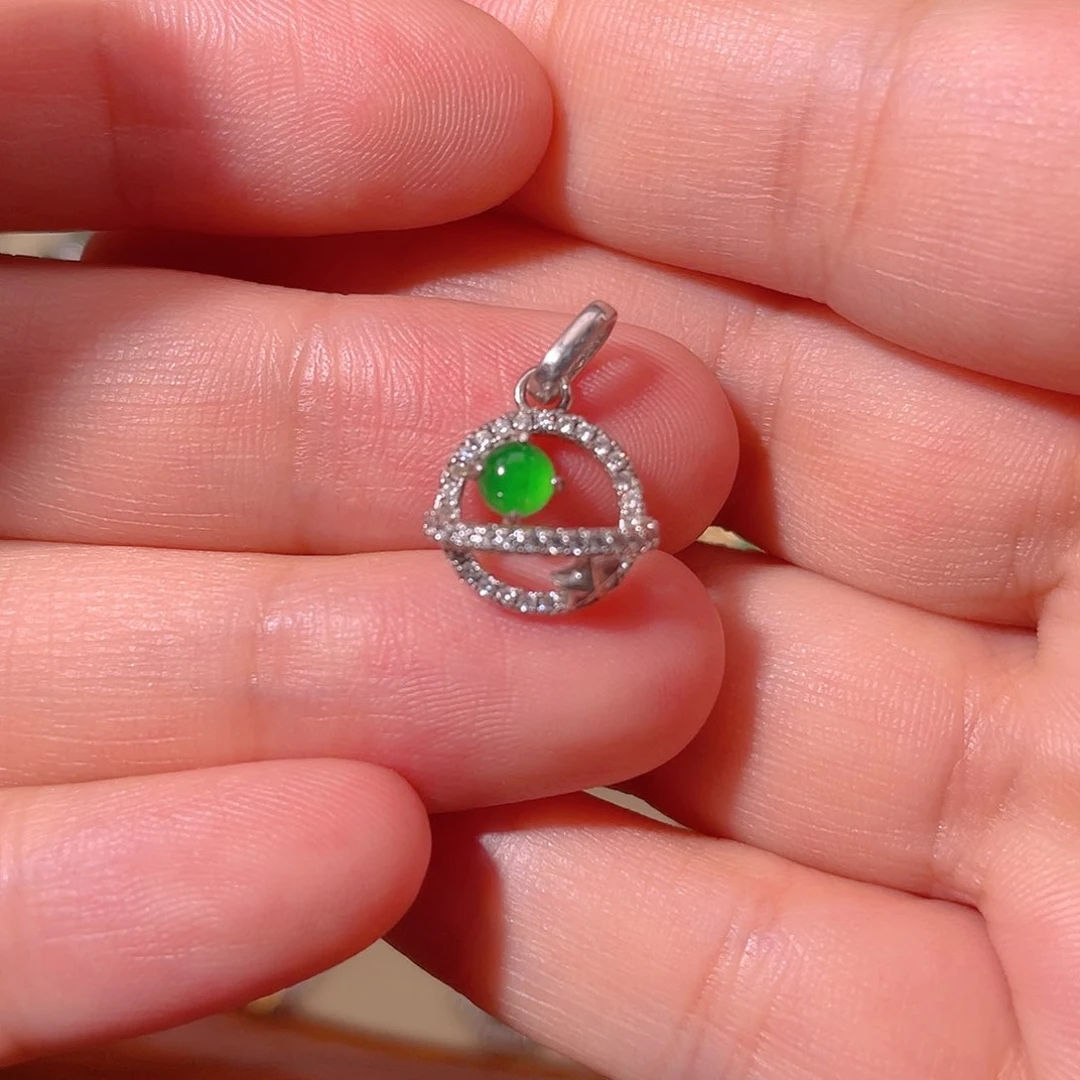 翡翠银S925镶嵌吊坠(不含链)