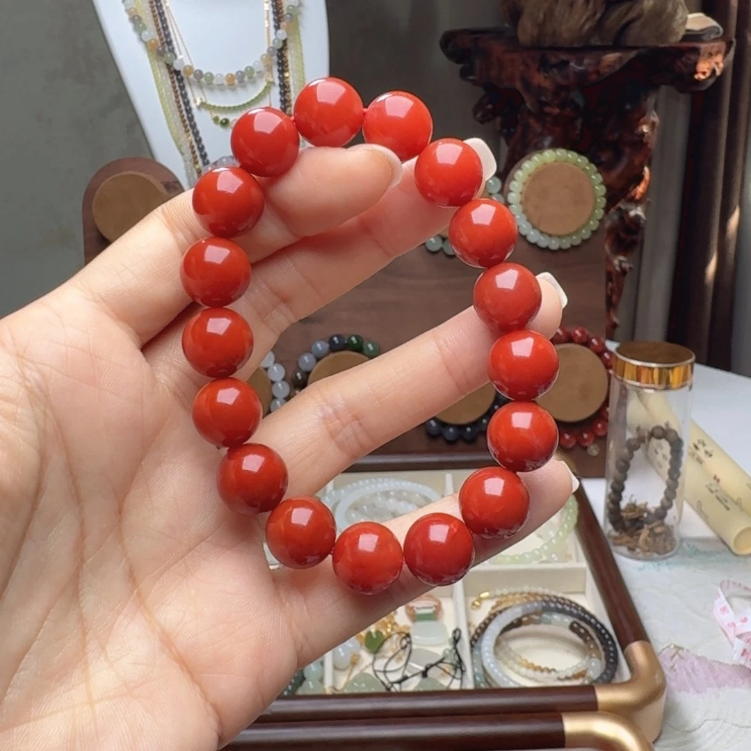 南红玛瑙未镶嵌手串南红锦红12mm