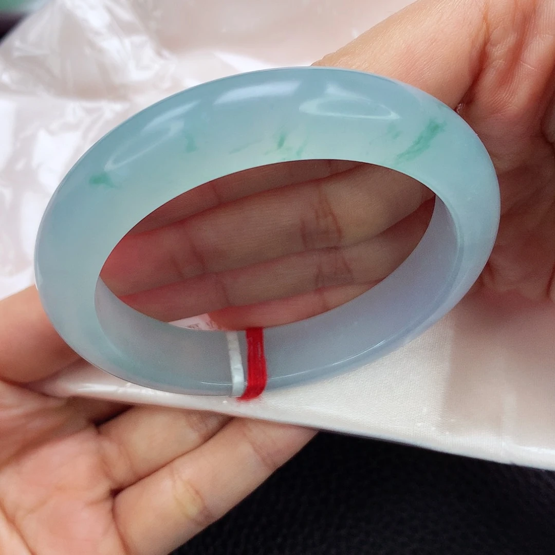 未镶嵌手镯翡翠56.3 蓝冰飘花