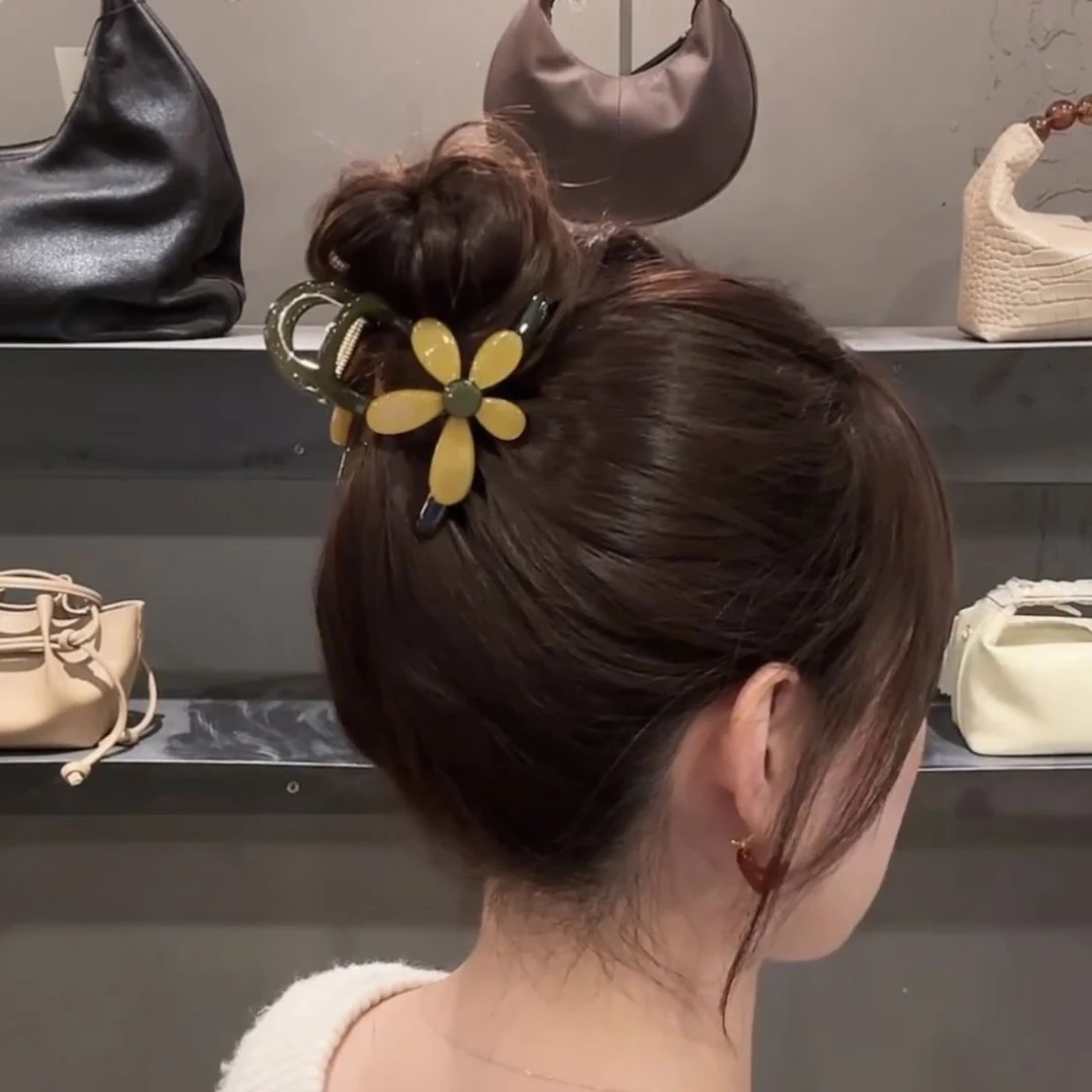 【初春上新】韩国高级树脂水润太阳花百搭鲨鱼夹后脑勺抓夹长8cm