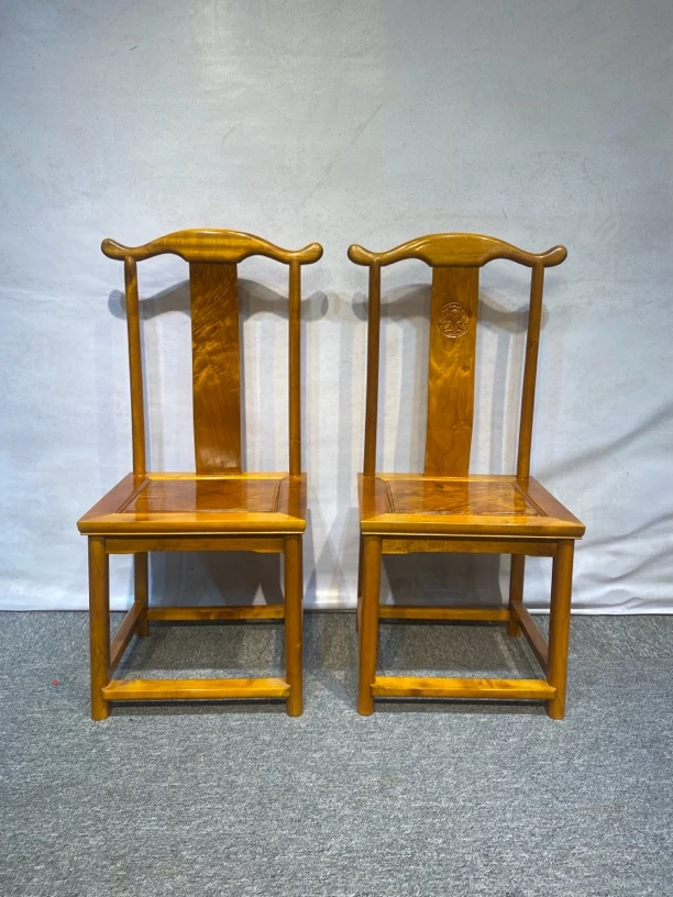 金丝楠小叶桢楠灯挂椅餐椅单椅独板满水波纹榫卯结构新中式家用