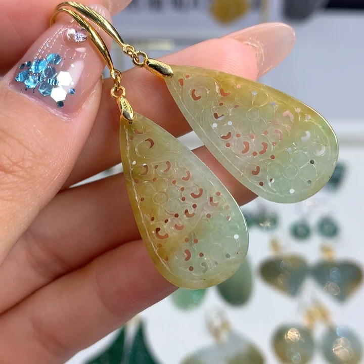 翡翠银S925镶嵌耳饰微瑕 介意勿拍