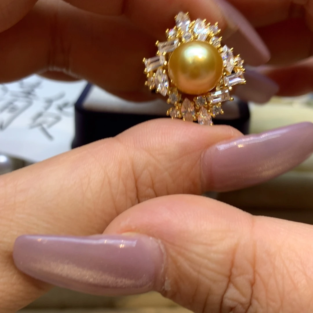 银S925镶嵌戒指海水珍珠