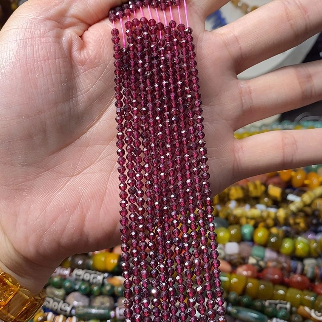 石英质玉未镶嵌，天然紫牙，乌石榴，石切面3.5mm，