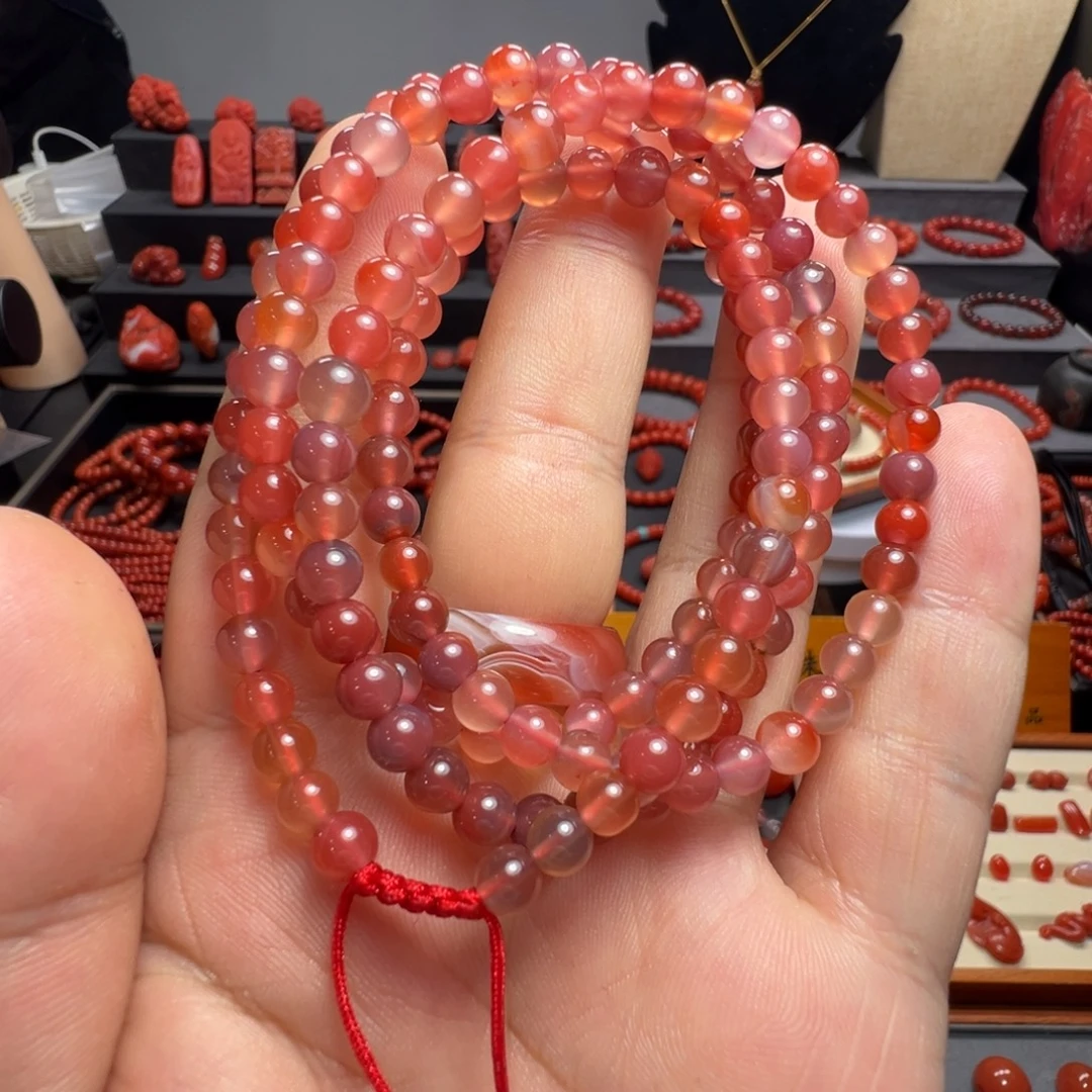 南红玛瑙未镶嵌多圈珠串5+