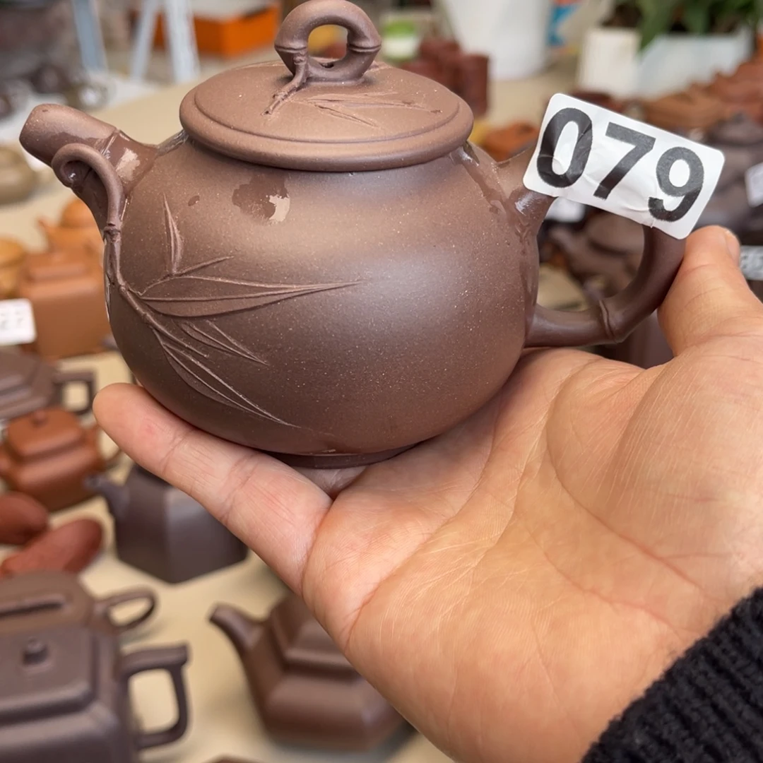 紫砂茶壶微瑕竹节壶300毫升