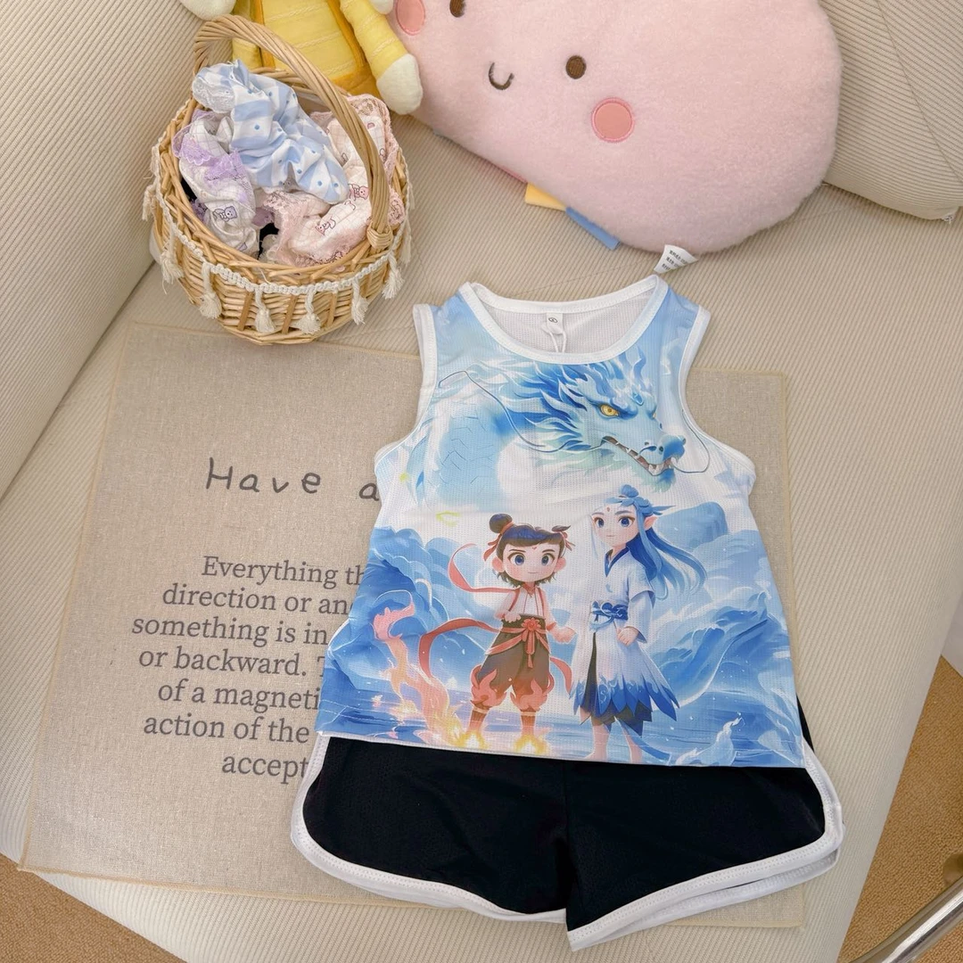 【新疆包邮】夏季新款数码印花哪吒敖丙速干套装P372